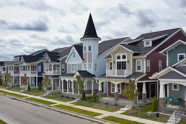 Rangée Maisons Banlieue Modernes Dans Quartier — Photo