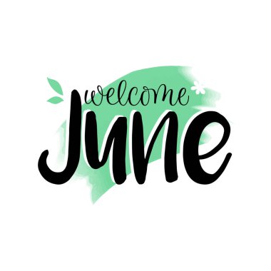 Tebrik ya da tebrik kartı, poster, reklam, pankart ve herhangi bir tasarım için Haziran 'ın tipografisi. vektör illüstrasyonu