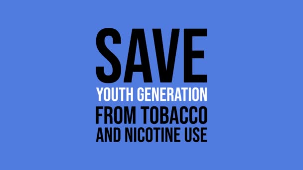 Motion Graphic Design World Bez Tabákového Dne Zachránit Mladou Generaci — Stock video