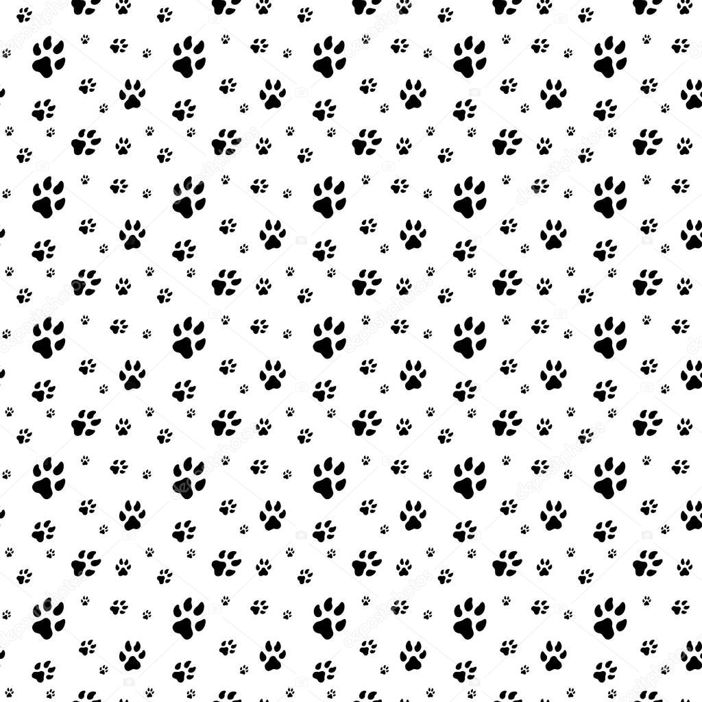 Dog Paw Cat Paw puppy foot print kitten vector Seamless Pattern wallpaper background