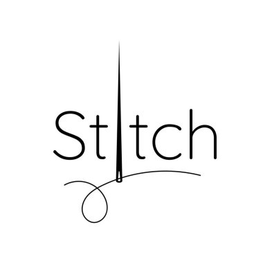 İğne çizgili sanat logosuyla dikiş ya da dikiş hakkında basit bir logo tasarımı.