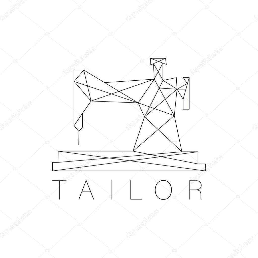 Simple logo design about sewing or stitching, sewing machine line art logo