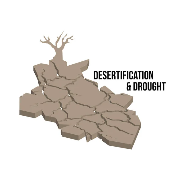 Dia Mundial Combate Desertificação Secagem Com Design Vetor Fundo Textura —  Vetores de Stock