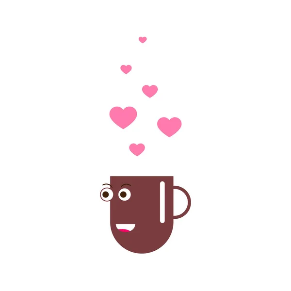 Copo Com Forma Coração Rosa Copo Vetorial Desenho Animado Ilustração — Fotografia de Stock