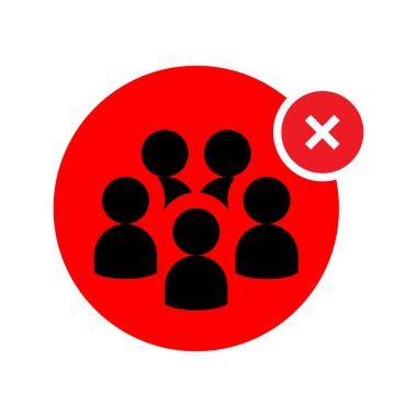 Sosyal mesafeler kalabalık ikonundan kaçınır. Coronavirus veya Cvid-19 koruma konsepti. Görüşmekten kaçınmak yok. Grup simgesinde toplanma yok