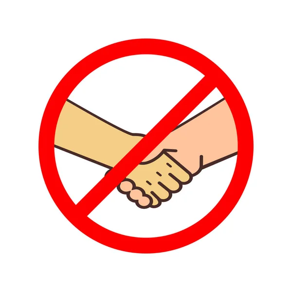 Handshake Icon Red Forbidden Sign Avoiding Physical Contact Corona Virus — Stock Vector