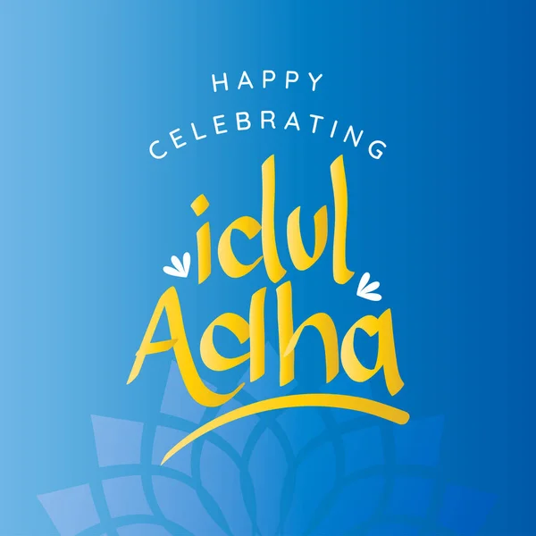 Happy Celebrating Eid Adha Typography Design Square Composition — Stock Vector