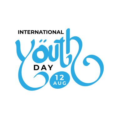 Uluslararası Gençlik Günü etkinliği için tasarım. 12 Ağustos. Küresel eylem teması için gençlik katılımlı kampanya vektör illüstrasyonu