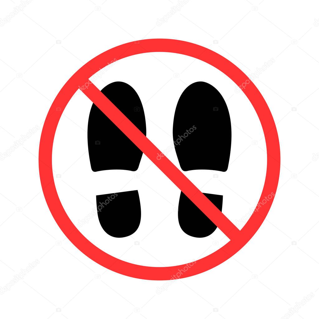 do not take a shoes caution warn symbol for public areas to do not do that. vector logo, sign, symbol