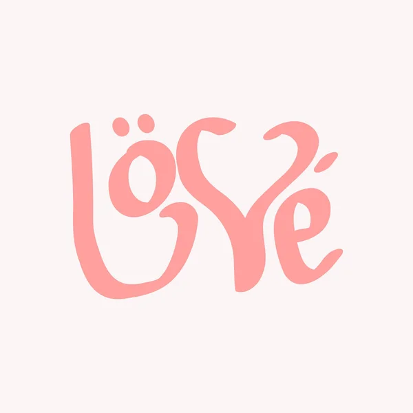 Love Text Quote Design Pink Color Векторная Иллюстрация — стоковый вектор