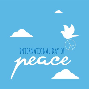 Uluslararası barış gününü kutlamak için tasarlandı. Dünya Barış Gününüz kutlu olsun. Vektör illüstrasyonu