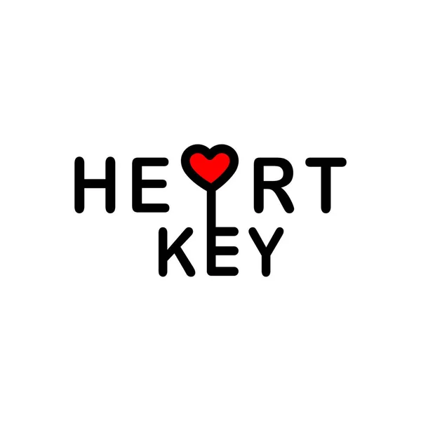 Simply Llogo Design Heart Key Concept Vector Illustration — стоковый вектор