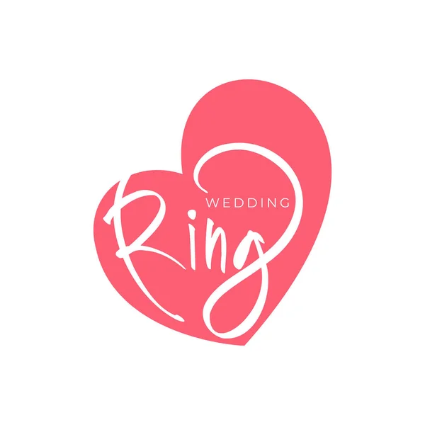 Mão Lettering Logotipo Sobre Anel Casamento Ilustração Vetorial — Vetor de Stock