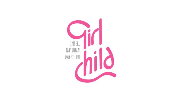 Projekt Obchodów Międzynarodowego Dnia Dziecka Dziewczyny Października Projekt Graficzny Ruchu — Wideo stockowe