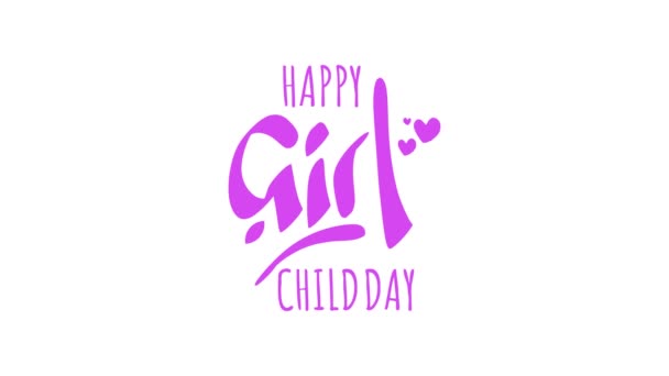 Projekt Obchodów Międzynarodowego Dnia Dziecka Dziewczyny Października Projekt Graficzny Ruchu — Wideo stockowe