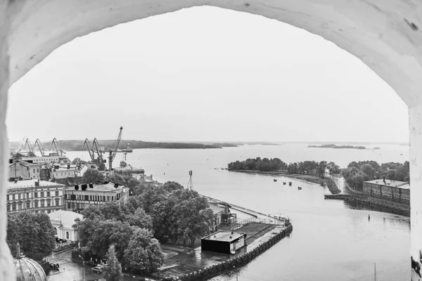 Eski Ortaçağ Şehri Vyborg Kale Kale Gözlem Güvertesinden Görünüşü — Stok fotoğraf