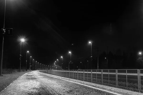 Railroad Station By Night — Stock Photo, Image