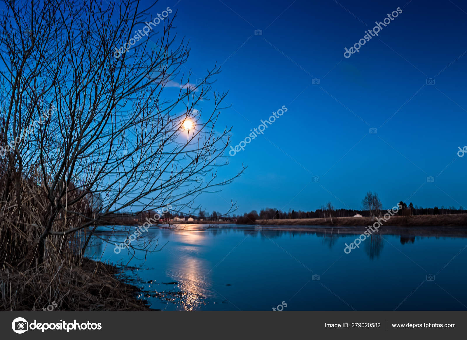 Full Moon Over The River Stock Photo C K009034 279020582