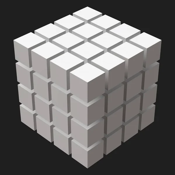 Cubo grande con cortes cúbicos — Vector de stock