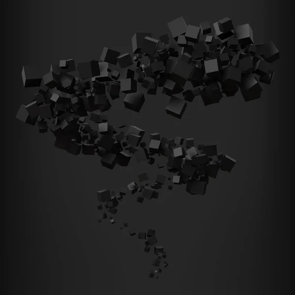 Elegantes cubos pretos em movimento. ilustração vetorial estilo 3d . — Vetor de Stock