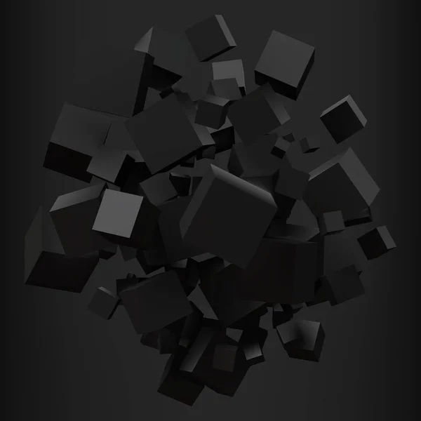 Elegáns fekete kockák. 3D-s stílus vektoros illusztráció. — Stock Vector
