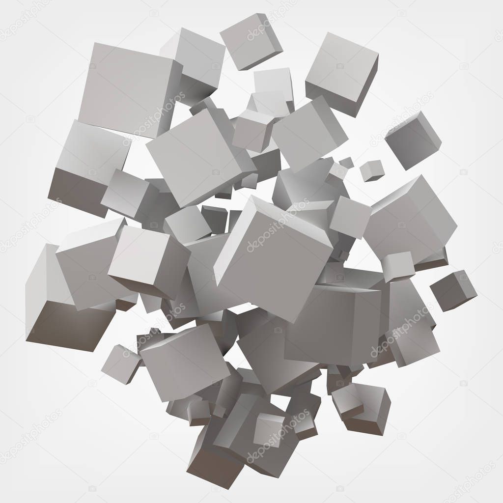 white cubes. 3d style vector illustration. suitable for any banner, ad, technology and abstract themes.