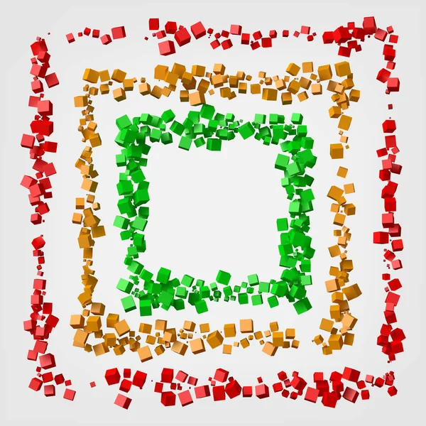 Три различных цветовых рамки в форме кубов. Трехмерная векторная иллюстрация . — стоковый вектор
