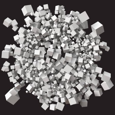 farklı boy beyaz küpleri yığını. 3D stil vektör çizim