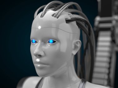 yapay zeka hub, beyaz droid sürüm. 3D çizim
