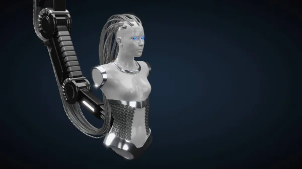 Intelligenza Artificiale, versione droide bianca. Illustrazione 3d — Foto Stock