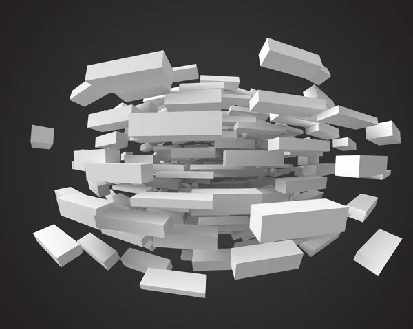 Abstracto con cubos deformados sobre negro. 3d estilo vector ilustración — Vector de stock