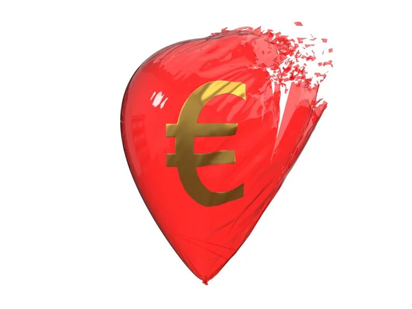 Globo explosivo de la moneda del euro. ilustración 3d — Foto de Stock