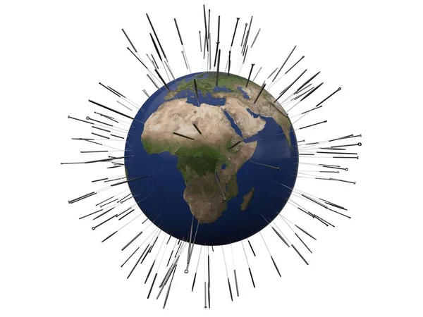 Akupunktur koncept med jorden. 3D illustration — Stockfoto