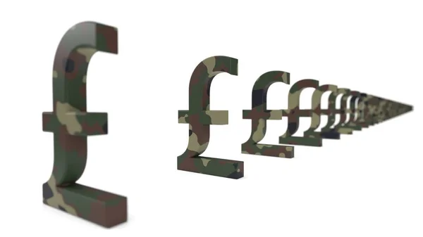 Munt van hekje met leger camouflage verf. economie oorlog concept. 3D illustratie. — Stockfoto