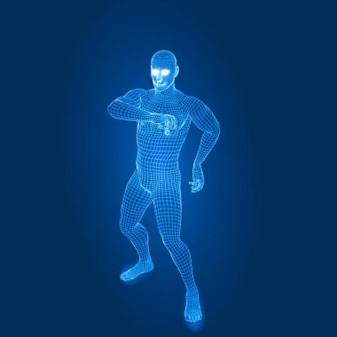 dans eden adam... 3D tel kafes stil vektör çizim.