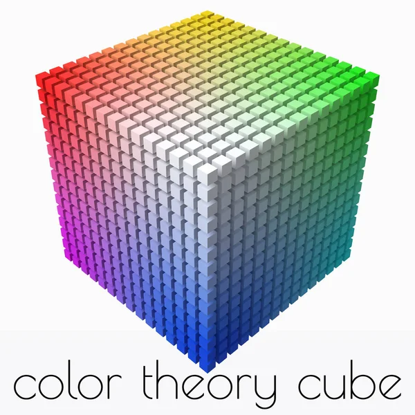 Extra kleine blokjes maakt kleurverloop in de vorm van grote kubus. 3D-stijl vectorillustratie. — Stockvector