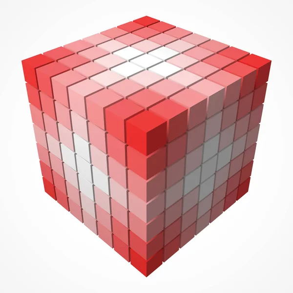 Pequeños cubos hace gradiente de color en forma de cubo grande. 3d estilo vector ilustración . — Archivo Imágenes Vectoriales