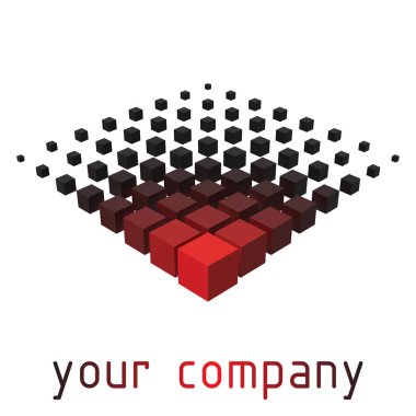 3D stil vektör logo tasarım küpleri ile. zarif siyah ve kırmızı renkleri sürüm.