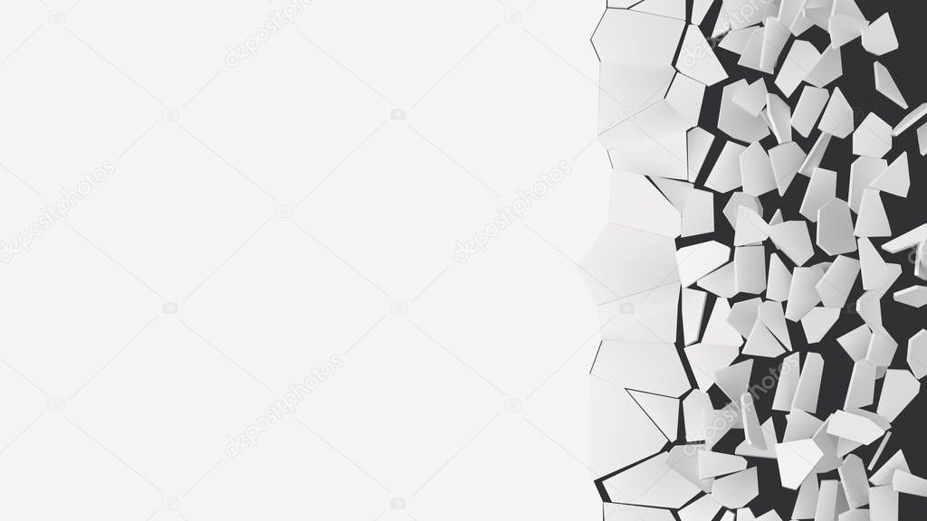 Vector illustration of breaking wall with free area on left side. suitable for banner, business card, ads or other way usages.