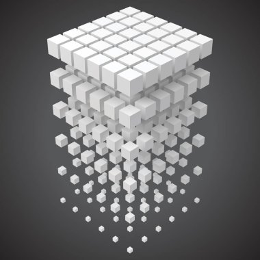 büyük veri, blockchain ve teknoloji kavramı küpleri ile. küçük küpler oluşturan büyük bir küp. 3D stil vektör çizim, teknoloji, bilgisayar, bilim ve soyut temalar için uygun.
