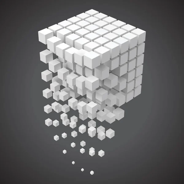 Küçük küpler oluşturan büyük bir küp. Blockchain ve büyük veri cncept. 3D stil vektör çizim. — Stok Vektör