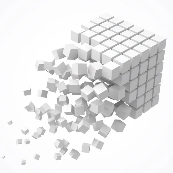 Petits cubes formant un gros cube. blockchain et big data cncept. Illustration vectorielle style 3D . — Image vectorielle