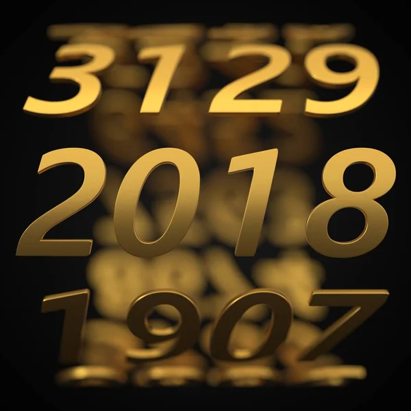 Year counter concept with golden numbers. 3d illustration — Stock Photo, Image