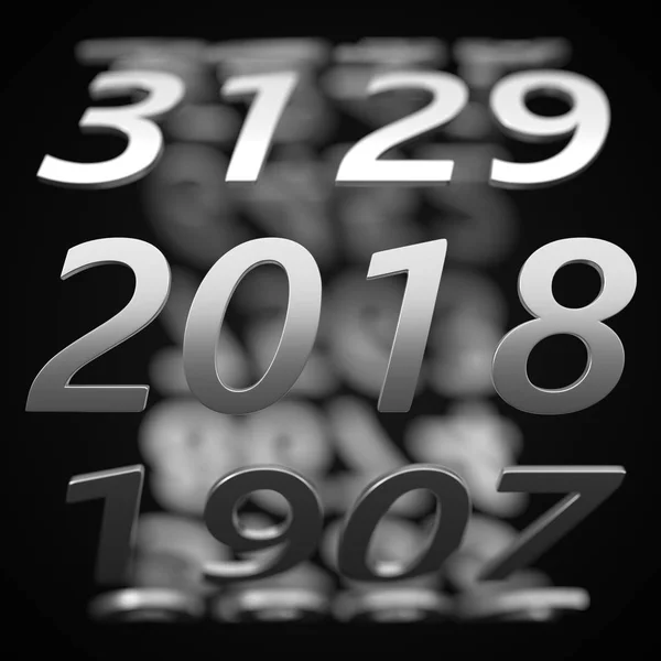 Año concepto de contador con números de hierro. ilustración 3d — Foto de Stock
