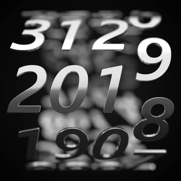 Year counter concept with iron numbers. 3d illustration — Stock Photo, Image