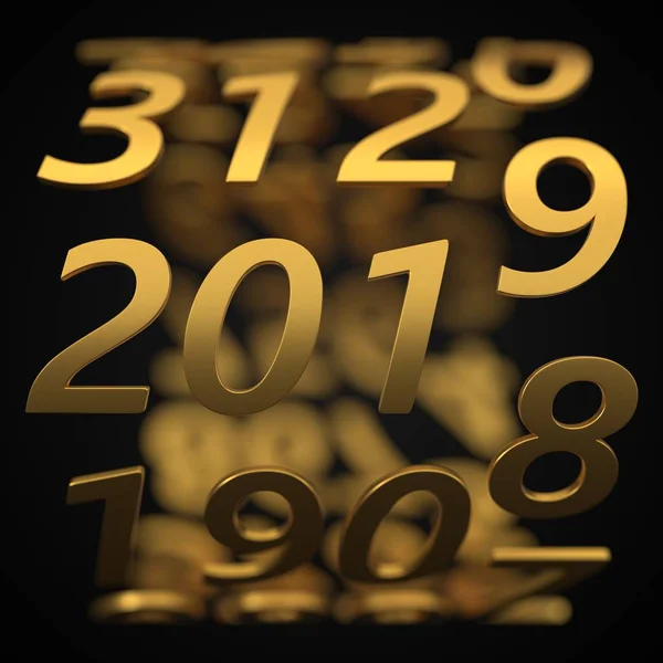 Año concepto de contador con números de oro. ilustración 3d —  Fotos de Stock