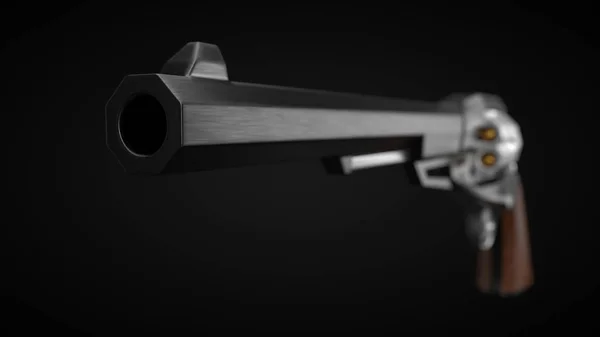 Design de revólver longo barril com moderno olhando arestas de corte duro. ilustração 3d . — Fotografia de Stock