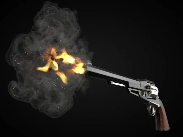 モダンなハードを探しに長い銃身リボルバー設計は、エッジをカットします。3 d イラストレーション. — ストック写真