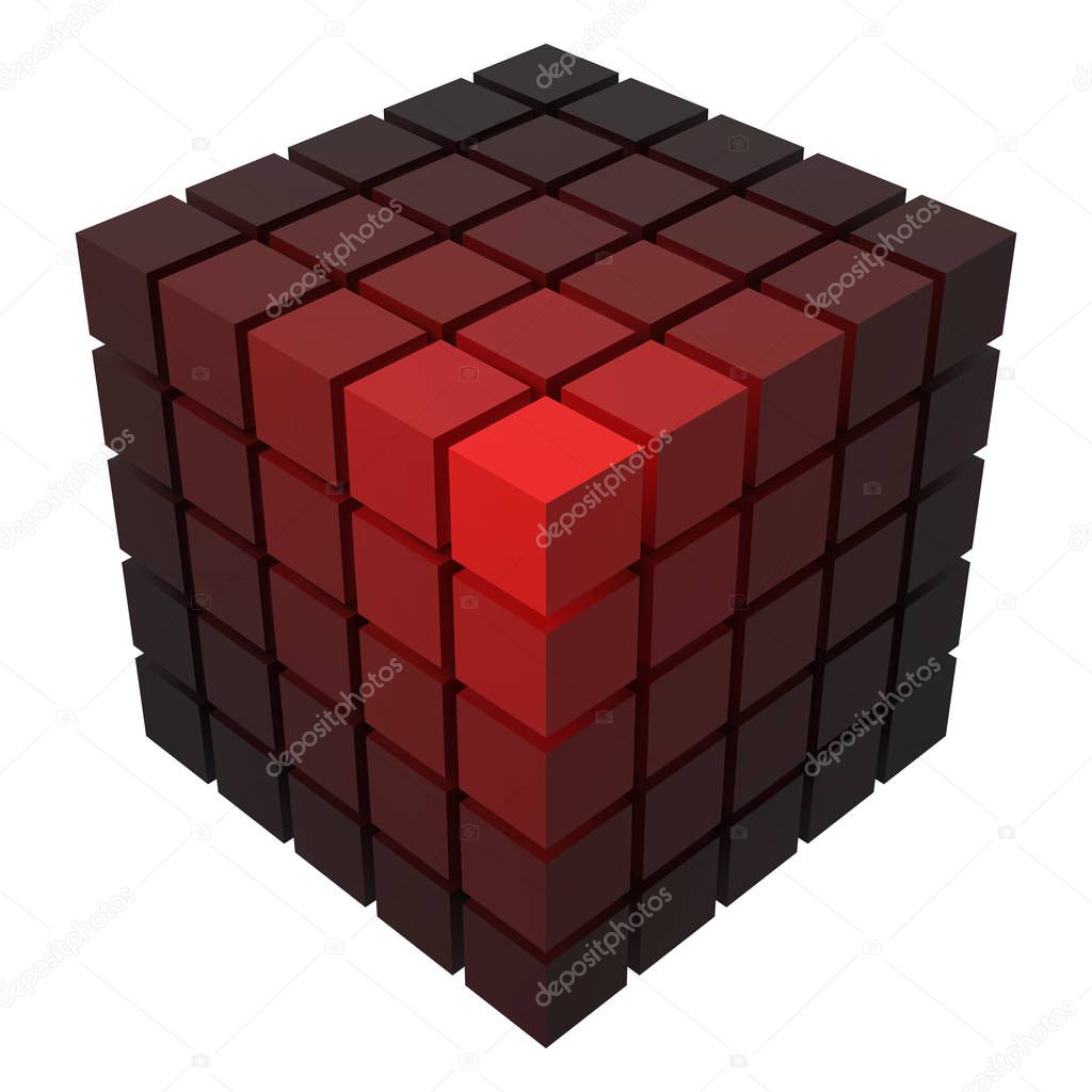 3d style vector cubic form made of with smaller cubes. suitable for any banner, ad, technology and abstract themes.
