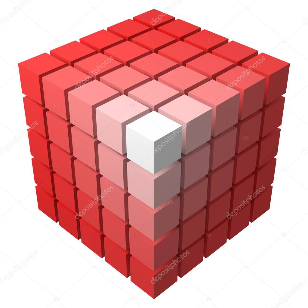 3d style vector cubic form made of with smaller cubes. suitable for any banner, ad, technology and abstract themes.